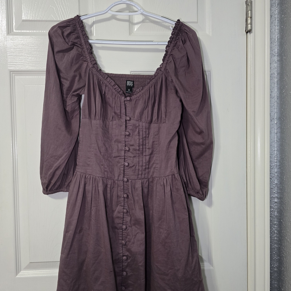 BDG Purple Pleated Sundress with Bishop Sleeves